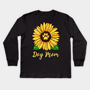 Dog mom sunflower dog mothers day gift Kids Long Sleeve T-Shirt